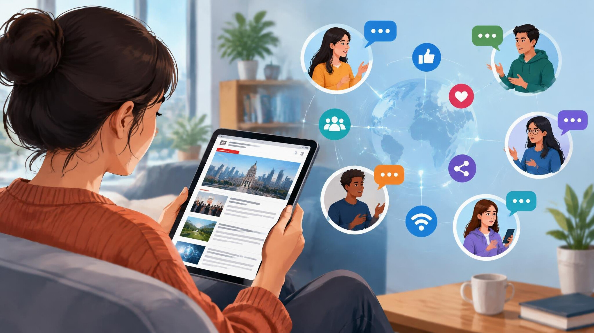 person reading news on tablet
