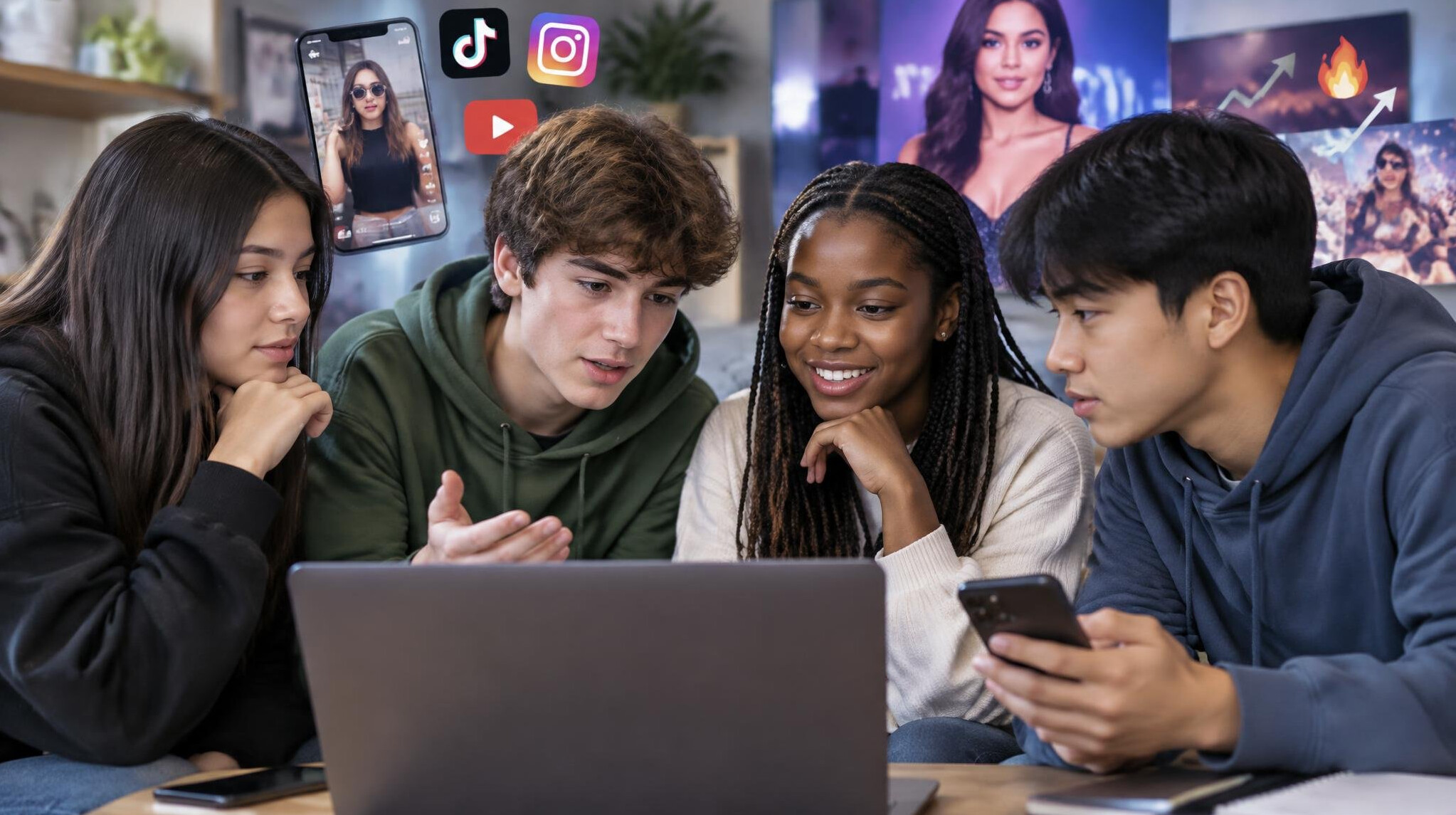 group of teens discussing